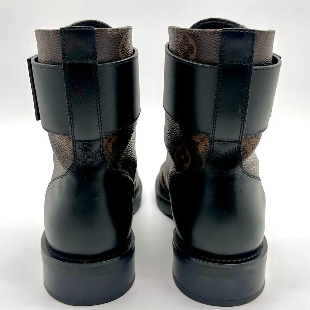 Louis Vuitton Wonderland Ranger Combat Boot Brown LV Monogram EU 37.5 US 7.5